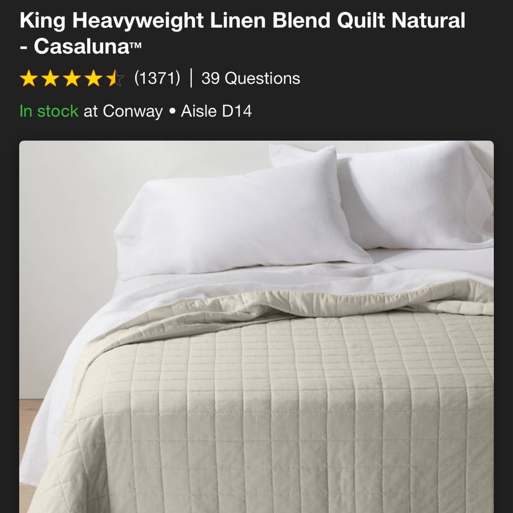 COPY - Casaluna king linen blend quilt